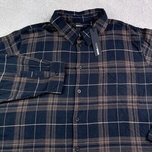 NEW Novamen Shirt Mens 3XL XXXL Black Brown Plaid Sayward Flannel Button Up NWT